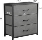 Memobarco Nightstand with 3 Fabric Drawers, Storage Dresser, Gray | Storage Drawers, side Table, End Table, Fabric Drawers, Wood Top, Metal Frame, Bedroom, Closet, Living Room