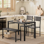 Shahoo Kitchen Table and 2 Chairs for 4 with Bench | 4 Piece Dining Sets for Small Space, Dark Grey