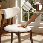 SUBRTEX Dining Chairs Set of 4,Upholstered Dining Room Chairs with Curved Backrest & Solid Wood Legs, Mid Century Modern Farmhouse Kitchen Chairs, Oatmeal & Walnut Legs