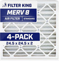 Filter King 24.5x24.5x2 Air Filter | 4-PACK | MERV 8 HVAC Pleated A/C Furnace Filters | MADE IN USA | Actual Size: 24.5 x 24.5 x 1.75"