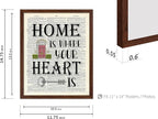 Poster Master Dictionary Art Poster - Home Is Where Your Heart Is Print - Motivational Art - Gift for Men & Women - Inspiring Wall Decor for Dorm, Bedroom or Living Room, 11x14 Brown Framed