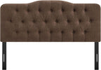 Modway Annabel Premium Linen Blend Queen Headboard in Cocoa - Soft Fabric Headboard Only with Diamond Button Tufting and 7 Height-Adjustable Positions