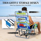 Backpack Beach Chair Wide Seat High Back Folding Camping Chair for Adults 5-Position Recline Supports 400 lbs Portable Chair with Cup Holder Cooler Bag Storage Pouch for Outdoor Lawn Picnic