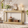 Knocbel Long Sofa Console Table with Bottom Open Storage Shelf, Narrow Wooden Entryway Hallway Foyer Sofa Couch Side Table, Easy Assembly (Natural 55")
