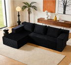 ANONER 103” Modular Sectional Sofa - L Shaped Upholstered Cloud Couch, Free Combination Deep Seat Corner Sofa, Sectional Couches for Living Room, Modern Minimalist Couch, Black