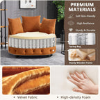 mikibama Round Barrel Accent Chair, Oversized Upholstered Sofa, Velvet High-Resilience Sponge Sofa Chair for Living Room, Bedroom, Apartment
