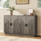 Fluted Sideboard Buffet Cabinet with Storage - 57" Credenza Coffee Bar Cabinet with 4 Doors, Accent Kitchen Storage Cabinets with Adjustable Shelves for Living & Kitchen, Entryway, Modern