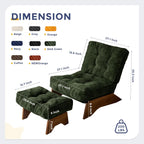 MAXYOYO Accent Chair with Ottoman, Lounge Chair with Adjustable Backrest | Tufted Living Room Chair Upholstered Lounge Chair with Footrest Set, Modern Chair for Reading Room, Green