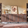 IFGET 92.63" W Modern Arched Sideboard Buffet Cabinet with Storage, Brown