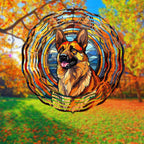 German Shepherd Dog Wind Spinners Outdoor Dog Memorial Gifts, 3D Metal Kinetic Hanging Garden Wind Spinner, Spinner Decor, Wind Sculptures for Outdoor & Indoor, Window, Yard Decor (German Shepherd 1)