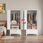 Metal Armoire Wardrobe Closet, Bedroom Armoires with Drawers | 71'' Metal Wardrobe Cabinet with 2 Doors and 2 Adjustable Shelves,Laundry Room Cabinets,Large Wardrobe Closet