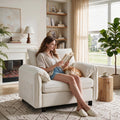 Korser Oversized Accent Chair, 39.3" Wide Arm Chairs for Living Room & Bedroom, Modern Lounge Chair, Upholstered Mid-Century Reading Chair, Comfy Living Room Chair, Single Sofa Chair, Chenille, Beige