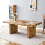 gopop Rustic Modern 79" Rectangular Dining Table, Solid Wood Farmhouse Kitchen Table with Sturdy Legs, Wooden Dining Room Table for 6–10 People