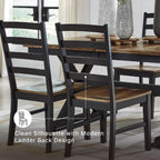 Signature Design by Ashley Wildenauer Dining Chairs Set of 2, Modern Ladderback Dining Chairs with Solid Wood Frame, Two-Tone Finish, Contoured Seat, Black/Brown | Solid wood frame, Mango veneer and MDF substrate seat, Modern ladderback, 250 lb capacity