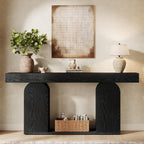 Tribesigns Farmhouse Wood Console Table, 70.9-Inch Entryway Accent Table with U-Shaped Base, 2-Tier Extra Long Sofa Tables for Entrance, Hallway, Living Room (Black)