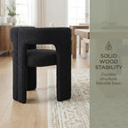 VESCASA Modern Barrel Dining Chairs Set of 2 with Open Back, Upholstered Boucle Accent Kitchen Armchairs with Wood Legs for Dining Room Reception Small Space, Black