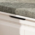 L-Shaped Corner Storage Bench with Cushion, Kitchen Breakfast Nook Entryway Bench with Hidden Space and Shoe Storage, Corner Banquette Benches for Dining Room, Living Room, White & Grey