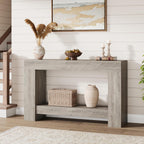 Garvee 47" Farmhouse 2-Tier Console Table for Entryway, Grey | Sofa Table with Storage, Sturdy U-Shaped Base, Long Entryway Table for Living Room, Easy Assembly