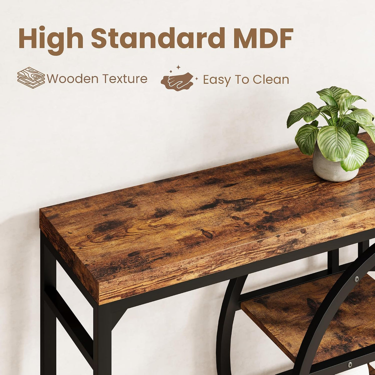 GarveeHome 55" Industrial Entryway Table, 5-Tier Narrow Console Table with o-Shaped Metal Frame, Storage Sofa Table for Living Room, Hallway & Entrance