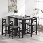 27.5 inch Bar Table and Chairs Set, Solid Wood Bar Height Pub Table and Chairs Set of 4, Counter Height Table Set, Square High Top Table and Chairs Set for Dining Room