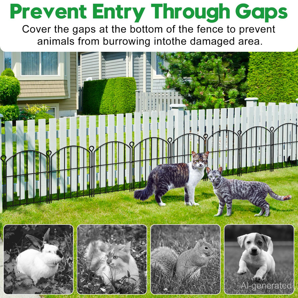 Decorative Garden Fence 17in (H) x10ft (L),Arched Rustproof Metal No Dig