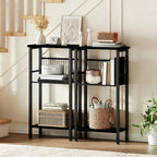 HOOBRO 15.7" Narrow Console Table for Small Space, 3 Tier Entryway Table with Adjustable Shelf, Behind Couch Table, Sofa Table, for Entryway, Hallway, Living Room, Black BB41XG01