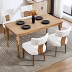 Mid Century Modern Dining Chairs Set of 4, Linen Fabric Upholstered Dining Chairs with Wood Legs, Farmhouse Kitchen Chair Armless, Comfy Side Chairs for Dining/Living Room/Kitchen, Cream