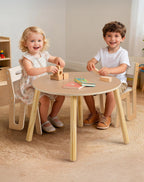 ROBUD Wooden Toddler Table and Chair Set, 2 Height Adjustable Toddler Chair Ages 3-8, Kids Desk for Classroom/Daycare/Home, Children Multi-Activity Table, WG425