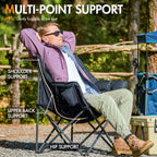 Portal 33" Oversized 2 Pack Padded Camping Chair - Heavy Duty Folding Chair with Cup Holder & Side Pocket, Supports 350 lbs, for Camping, Lawn, Sports, Black