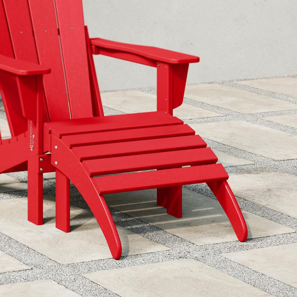 WestinTrends Outdoor Patio Adirondack Ottoman Foot Rest, All Weather Poly Lumber Foot Stool for Adirondack Chair, Widely Used for Outside Porch Pool Lawn Backyard, Red