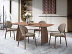 Penau Walnut Finish Rectangular Dining Table, Curved Wooden Base, Engineered Wood Construction with Walnut Veneer, Sturdy MDF Core, Modern Contemporary Design, 71 x 35 x 30 Inchs
