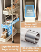 UMDONX 4-Tier Narrow Mobile Storage Cart with Pull-Out Baskets | The Multifunctional Pull-out Storage Rack Is Suitable for Bathrooms, Kitchens, and Laundry Rooms