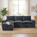 MONVANE 102" Modular Sectional Sofa, Oversized 4 Seat Convertible L Shaped Cloud Couch with Multi-Use Lounge Ottoman, Comfy Crushed Velvet Couches for Living Room, Charcoal Grey