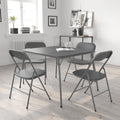 EMMA + OLIVER Gray Square Folding Card Table and Chairs Set for 4 Players | Lightweight, Easy Storage, Padded Top