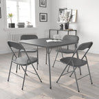 EMMA + OLIVER Gray Square Folding Card Table and Chairs Set for 4 Players | Lightweight, Easy Storage, Padded Top