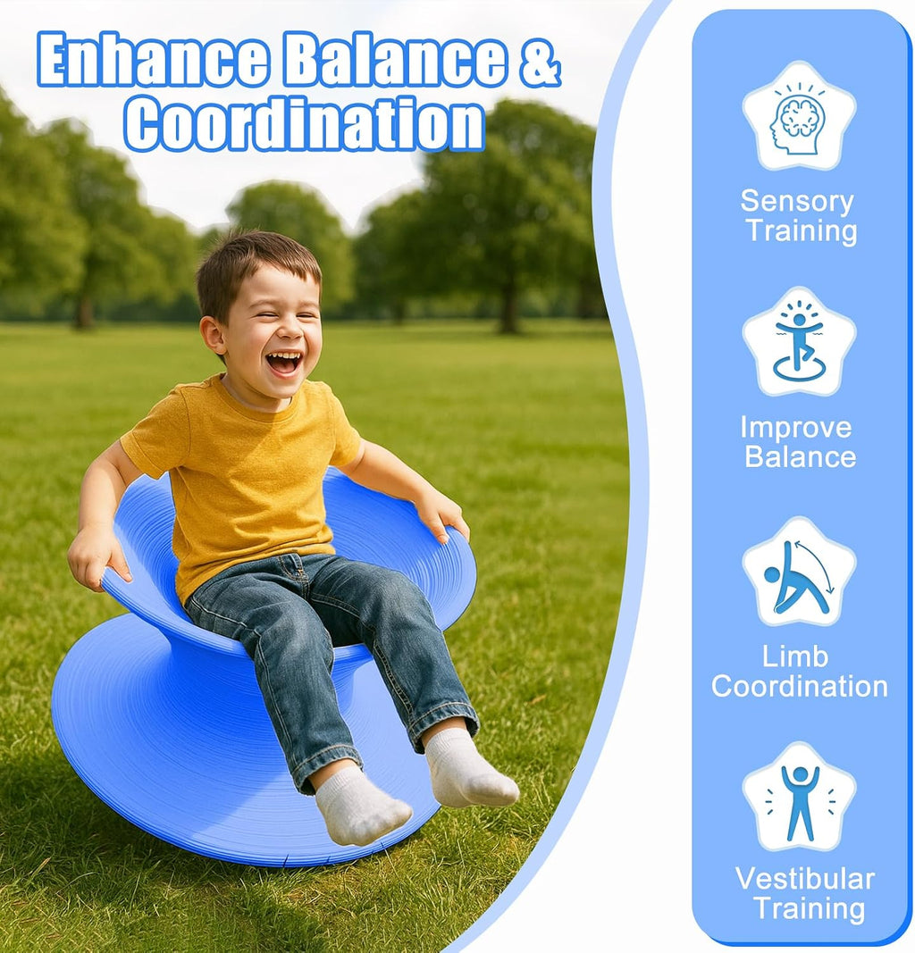 360° Rotating Gyro Chair, 24" One-Piece PE Spun Chair with Non-Slip Textured Surface, Spinning Top Chairs for Home, Backyard, Recreation Room & Commercial (Blue, Small)