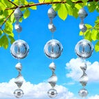 Stainless Steel Wind Spinner with Bells,Visual & Sound Bird Scarer to Keep Woodpeckers, Pigeons Away, Garden Decor for Yard, Patio, Farm Protection