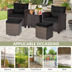 ORALNER 16" Outdoor Ottoman, Set of 2 Wicker Ottoman with Storage, All-Weather Rattan Cube Footstool w/Removable Cushion Covers, Square Foot Rest Seating for Patio, Porch, Deck, Poolside (Black)
