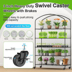 Abimars 5-Tier Greenhouse with Caster Wheel, Each Shelf Height Adjustable Metal Plant Shelf with PVC Cover for Seed Starting Trays, Seedling Pots, Plant Pots, 21x49x80inch