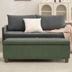 51 Inch Storage Ottoman, Storage Bench with Safety Hinge, Upholstered Synthetic Leather Ottoman Bench for Bedroom, Living Room, Entryway, Hallway, Foot Rest, Support 500lbs