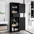 Merax 67.3" Pantry Cabinet with Three Doors & One Drawer, Adjustable Shelves Storage Cupboard for Kitchen/Dining Room/Bathroom, Black