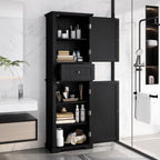 Merax 67.3" Pantry Cabinet with Three Doors & One Drawer, Adjustable Shelves Storage Cupboard for Kitchen/Dining Room/Bathroom, Black