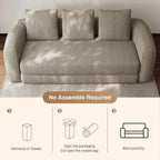 Curved Convertible Futon Sofa Bed,Modern Sleeper Couch,Curved Modern 3 Seater Cloud Couch
