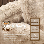 VINGLI Floor Chaise Lounge Chair Indoor, 55.5" Deep Seat Sleeper Sofa Bed Upholstered Bubble Fleece Fabric Couches for Living Room, Bedroom, Play Room, No Assembly Required