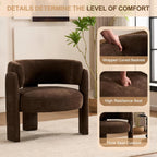 Modern Accent Barrel Chair,Mid Century Single Armchair with Curved Backrest Upholstered Side Reading Chair with 3 Legs Comfy Sherpa Chair for Bedroom Home Office Living Room (Brown)