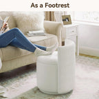 HUBSON Vanity Chair with Storage, Swivel Velvet Chairs with Back, Modern Round Accent Makeup Chair, No Assembly Vanity Stool for Living Room, Bedroom, Dressing, White