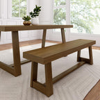 Plank+Beam Classic Dining Bench, 60 Inch, Pecan Wirebrush | Non-Toxic Finishes, Farmhouse Design, Elegant Details, Easy Assembly, Quick Setup, Solid Wood