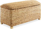 Casafield 36" Storage Trunk with Curved Lid and Safety Hinge - Natural, Water Hyacinth Wicker Storage Chest for Bedroom, Entry Way, Living Room