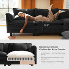 ELUCHANG 114" Oversized V-Shaped Cloud Couch Modular Sectional Sofa with Throw Pillows, 6-Seats w/Corner Comfy Double Layer Upholstered Deep Sofa for Living Room, DIY Combination, Chenille Black