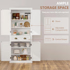72" Kitchen Pantry,Tall Storage Cabinets with Doors and Shelves,Freestanding Pantry Cabinet for Bathroom,Dining Room and Living Room (Standard White)